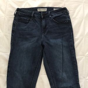 high rise dark wash skinny jeans
